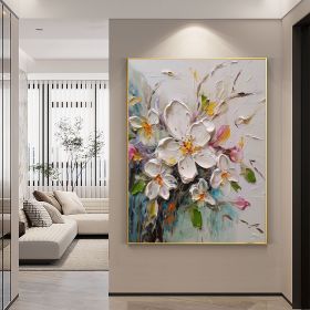 Hand Painted Oil Painting Abstract Original Flower Oil Painting On Canvas Large Wall Art Original White Floral Painting Floral Custom Painting Living (style: 01, size: 50X70cm)