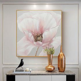 Hand Painted Oil Painting Pink flower Rosebush On Canvas Living Room Hallway Bedroom Luxurious Decorative Painting (style: 01, size: 120x120cm)