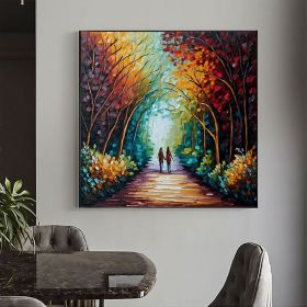 Hand Painted Oil Painting Abstract Original Romantic Cityscape Oil Painting On Canvas Large Wall Art Colorful Tree Painting Custom Painting Living roo (style: 01, size: 100x100cm)