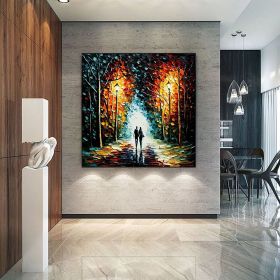 Hand Painted Oil Painting Original Romantic Cityscape Oil Painting On Canvas Large Wall Art Abstract Colorful Forest Painting Custom Tree Painting Bed (style: 01, size: 60x60cm)