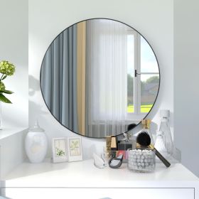 24" Large Round Black Circular Mirror (Color: as Pic)