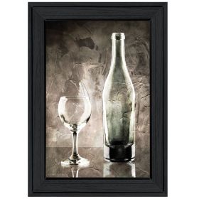 "Moody Gray Wine Glass Still Life" by Bluebird Barn, Ready to Hang Framed Print, Black Frame (Color: as Pic)